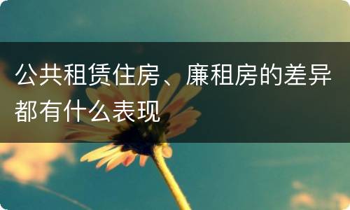 公共租赁住房、廉租房的差异都有什么表现