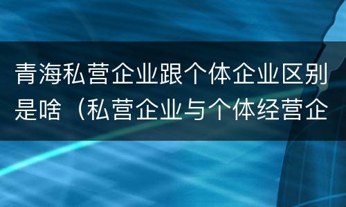 青海私营企业跟个体企业区别是啥（私营企业与个体经营企业的区别）