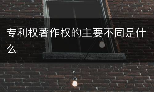 专利权著作权的主要不同是什么