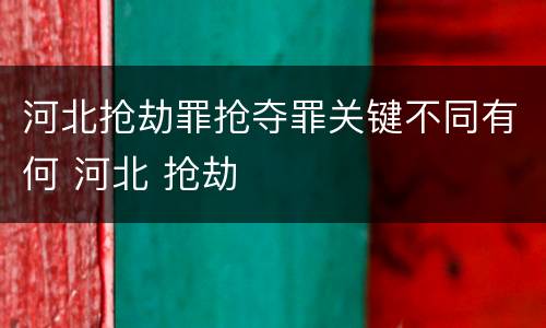 河北抢劫罪抢夺罪关键不同有何 河北 抢劫