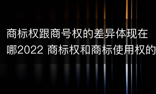 商标权跟商号权的差异体现在哪2022 商标权和商标使用权的区别