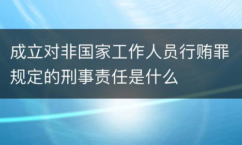 成立对非国家工作人员行贿罪规定的刑事责任是什么