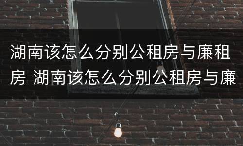 湖南该怎么分别公租房与廉租房 湖南该怎么分别公租房与廉租房呢