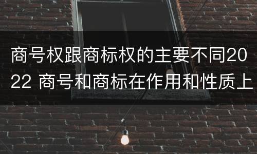 商号权跟商标权的主要不同2022 商号和商标在作用和性质上的区别