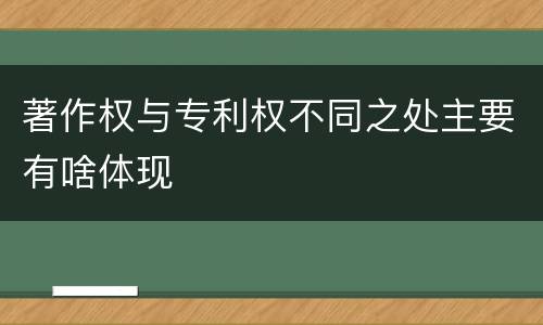 著作权与专利权不同之处主要有啥体现