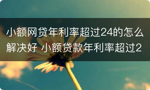 小额网贷年利率超过24的怎么解决好 小额贷款年利率超过24%后怎么办