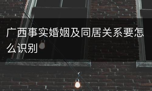 广西事实婚姻及同居关系要怎么识别