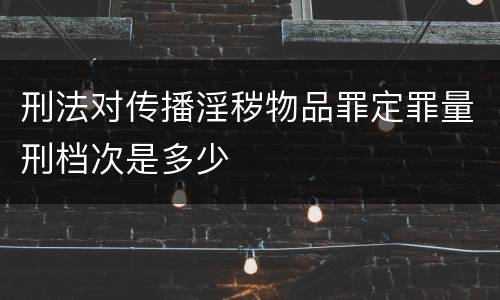 刑法对传播淫秽物品罪定罪量刑档次是多少