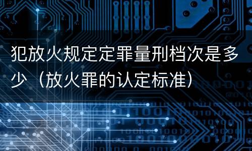 犯放火规定定罪量刑档次是多少（放火罪的认定标准）