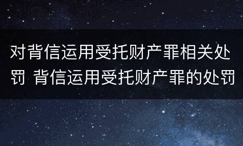 对背信运用受托财产罪相关处罚 背信运用受托财产罪的处罚对象
