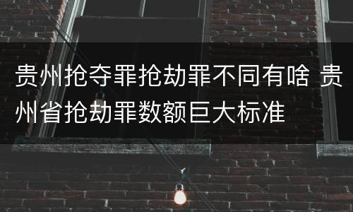 贵州抢夺罪抢劫罪不同有啥 贵州省抢劫罪数额巨大标准