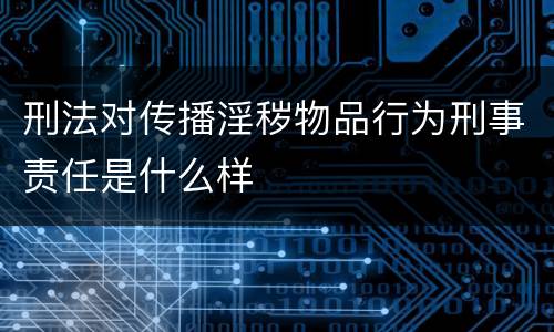 刑法对传播淫秽物品行为刑事责任是什么样