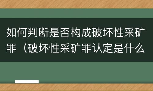 如何判断是否构成破坏性采矿罪（破坏性采矿罪认定是什么）