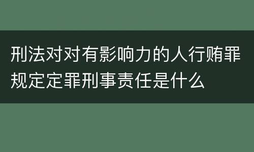 刑法对对有影响力的人行贿罪规定定罪刑事责任是什么