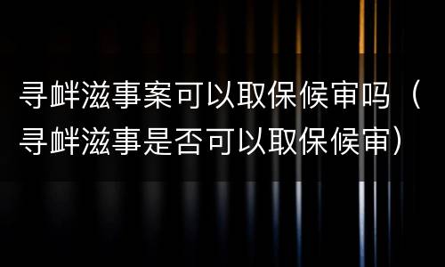 寻衅滋事案可以取保候审吗（寻衅滋事是否可以取保候审）