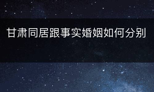 甘肃同居跟事实婚姻如何分别