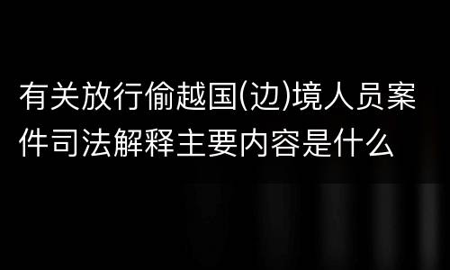 有关放行偷越国(边)境人员案件司法解释主要内容是什么