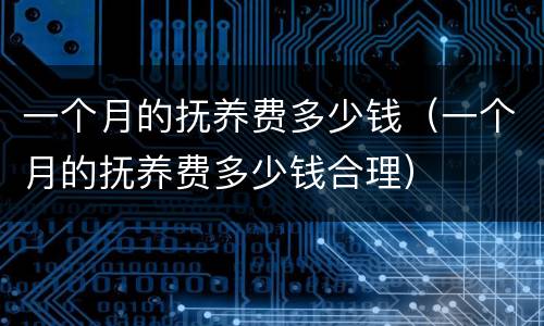 一个月的抚养费多少钱（一个月的抚养费多少钱合理）