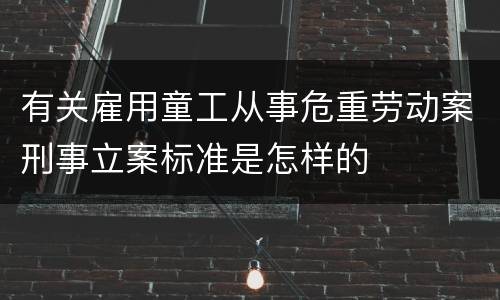 有关雇用童工从事危重劳动案刑事立案标准是怎样的