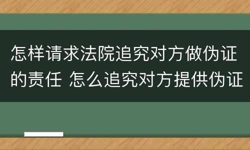 怎样请求法院追究对方做伪证的责任 怎么追究对方提供伪证责任