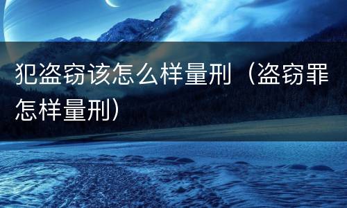 犯盗窃该怎么样量刑（盗窃罪怎样量刑）