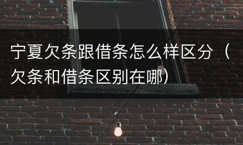 宁夏欠条跟借条怎么样区分（欠条和借条区别在哪）