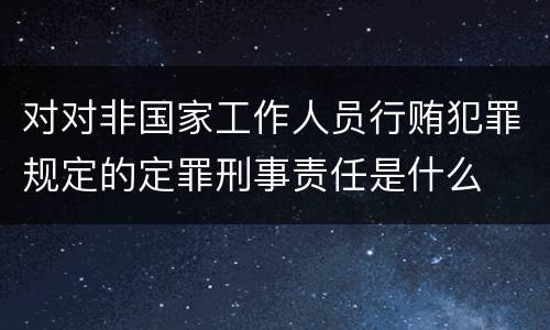 对对非国家工作人员行贿犯罪规定的定罪刑事责任是什么