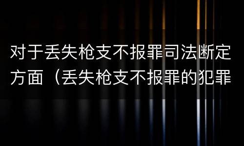 对于丢失枪支不报罪司法断定方面（丢失枪支不报罪的犯罪主体只能是）