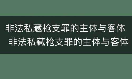非法私藏枪支罪的主体与客体 非法私藏枪支罪的主体与客体不一致
