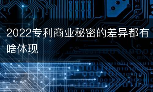 2022专利商业秘密的差异都有啥体现