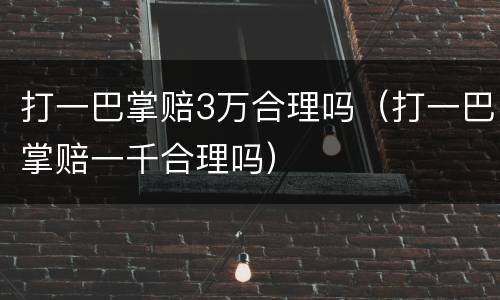 打一巴掌赔3万合理吗（打一巴掌赔一千合理吗）