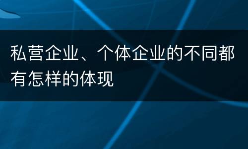 私营企业、个体企业的不同都有怎样的体现