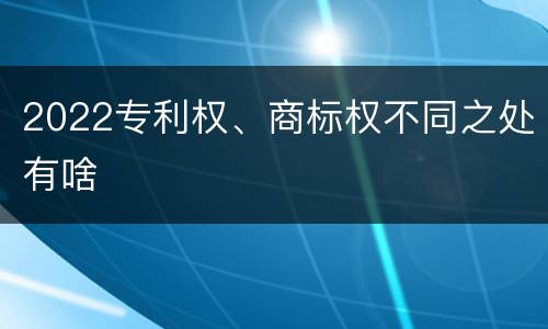 2022专利权、商标权不同之处有啥
