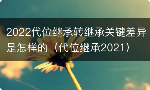 2022代位继承转继承关键差异是怎样的（代位继承2021）
