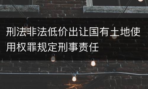 刑法非法低价出让国有土地使用权罪规定刑事责任