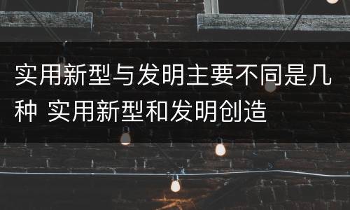 实用新型与发明主要不同是几种 实用新型和发明创造