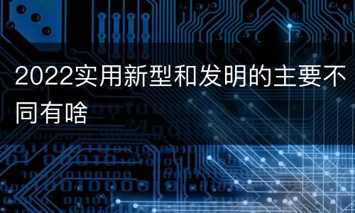 2022实用新型和发明的主要不同有啥
