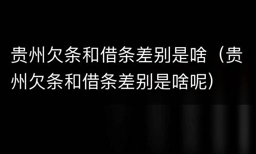 贵州欠条和借条差别是啥（贵州欠条和借条差别是啥呢）