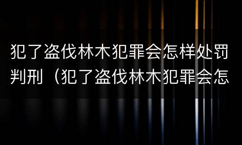 犯了盗伐林木犯罪会怎样处罚判刑（犯了盗伐林木犯罪会怎样处罚判刑吗）