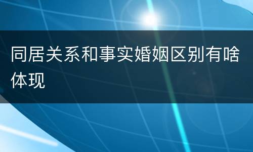 同居关系和事实婚姻区别有啥体现