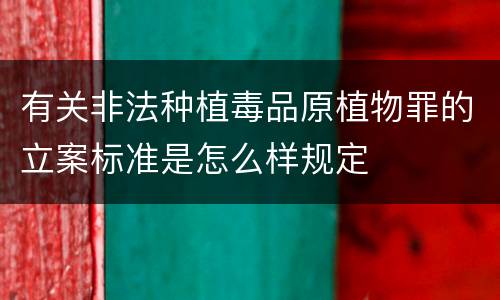 有关非法种植毒品原植物罪的立案标准是怎么样规定