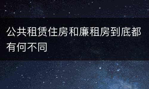 公共租赁住房和廉租房到底都有何不同