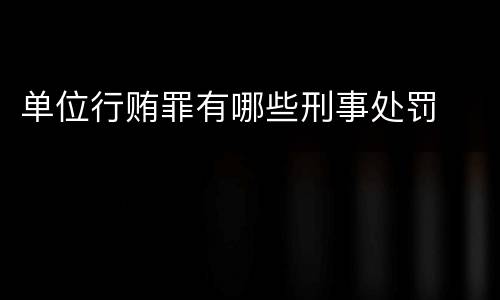 单位行贿罪有哪些刑事处罚