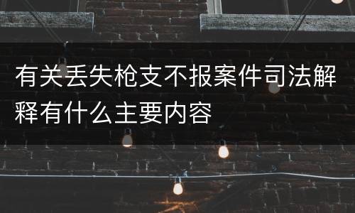 有关丢失枪支不报案件司法解释有什么主要内容