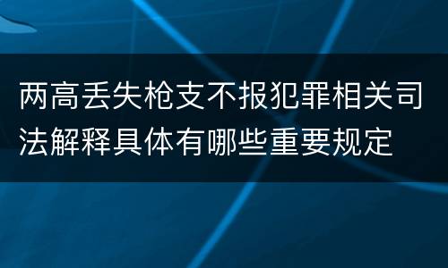 两高丢失枪支不报犯罪相关司法解释具体有哪些重要规定