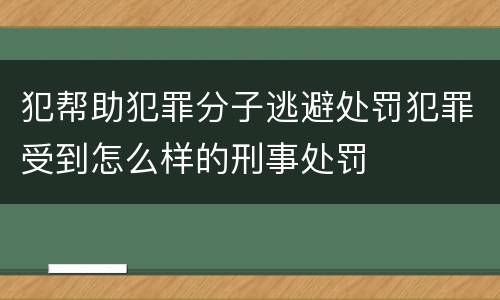犯帮助犯罪分子逃避处罚犯罪受到怎么样的刑事处罚