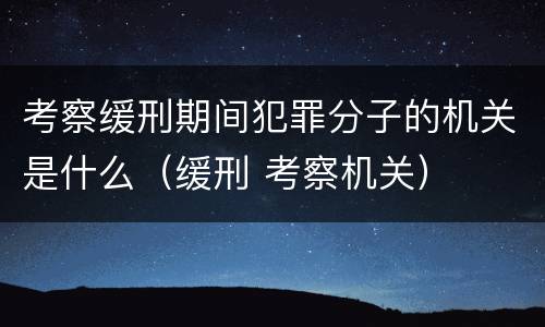 考察缓刑期间犯罪分子的机关是什么（缓刑 考察机关）