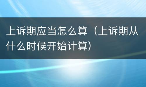 上诉期应当怎么算（上诉期从什么时候开始计算）