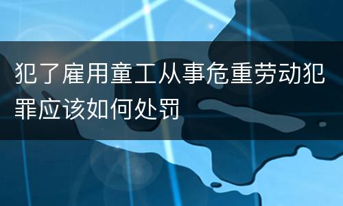 犯了雇用童工从事危重劳动犯罪应该如何处罚