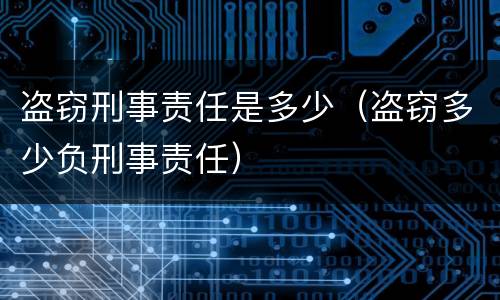盗窃刑事责任是多少（盗窃多少负刑事责任）